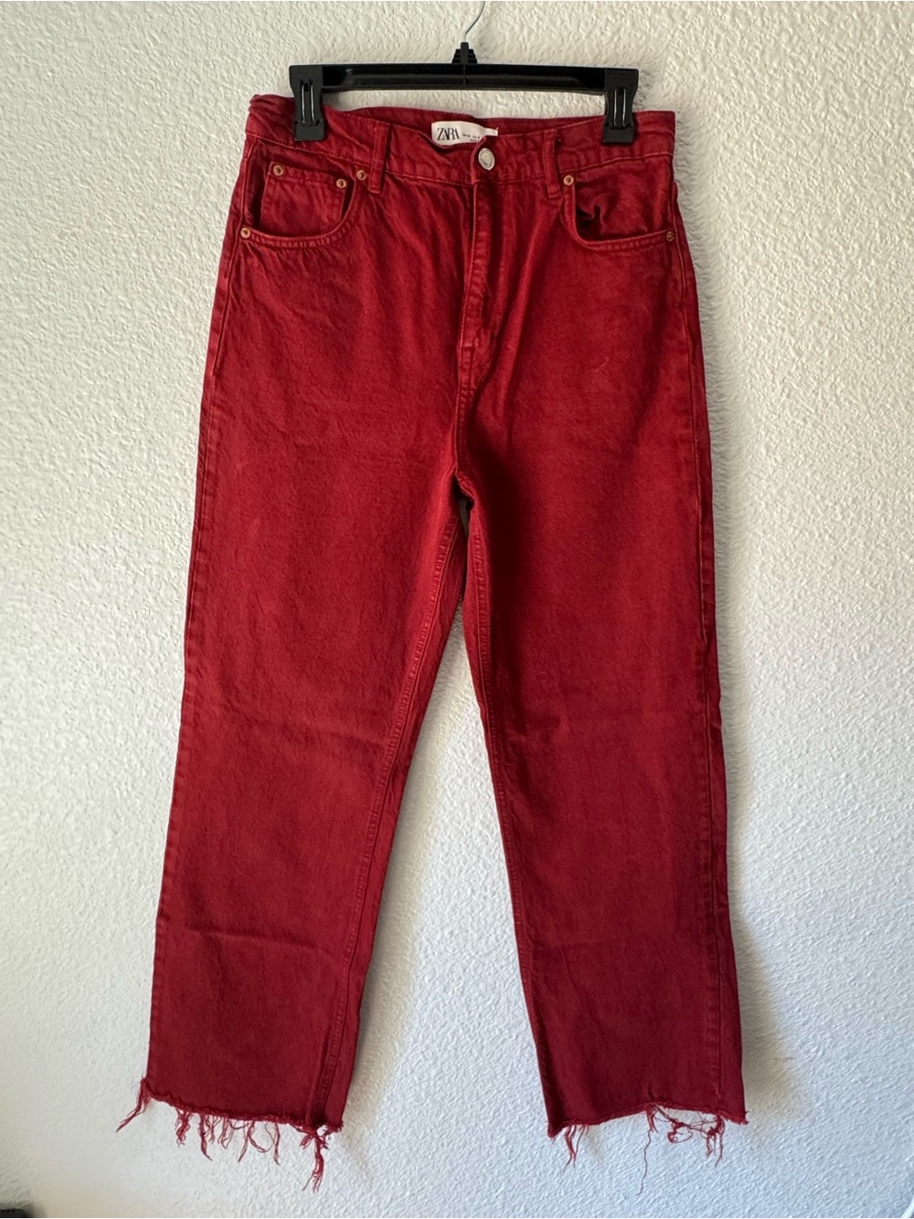 ZARA Women’s Red Straight-Leg Jeans